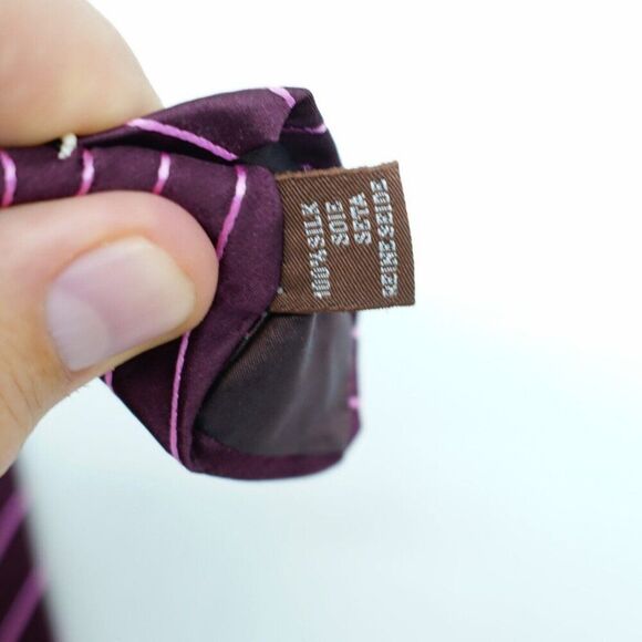 Dormeuil Paris Purple Pink‎ Striped Woven Silk Tie - Picture 5 of 7